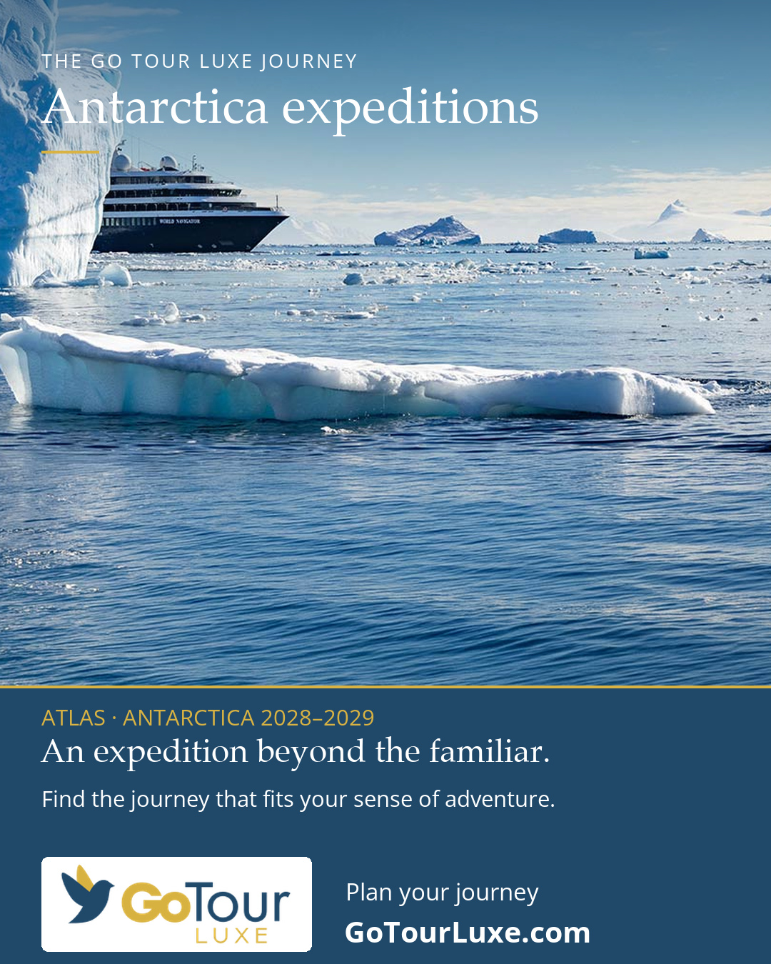 Approved Atlas Antarctica expedition artwork showing ship and ice